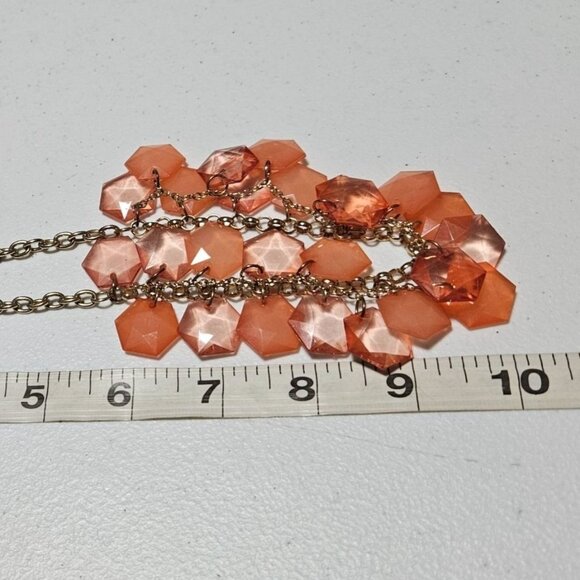 Retro Orange Faceted Chunky Nugget Beaded Statement Necklace Statement Jewelry - Picture 5 of 5